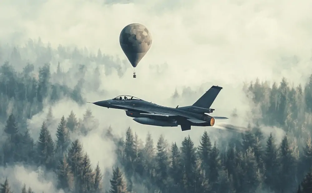 Myśliwiec F-16 i balon