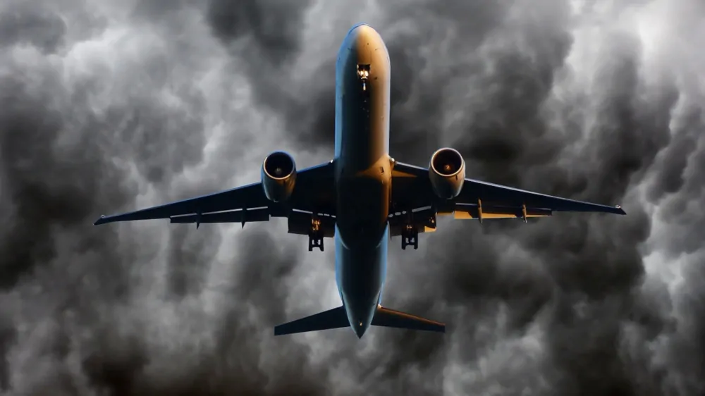 Samolot pasażerski w trakcie burzy