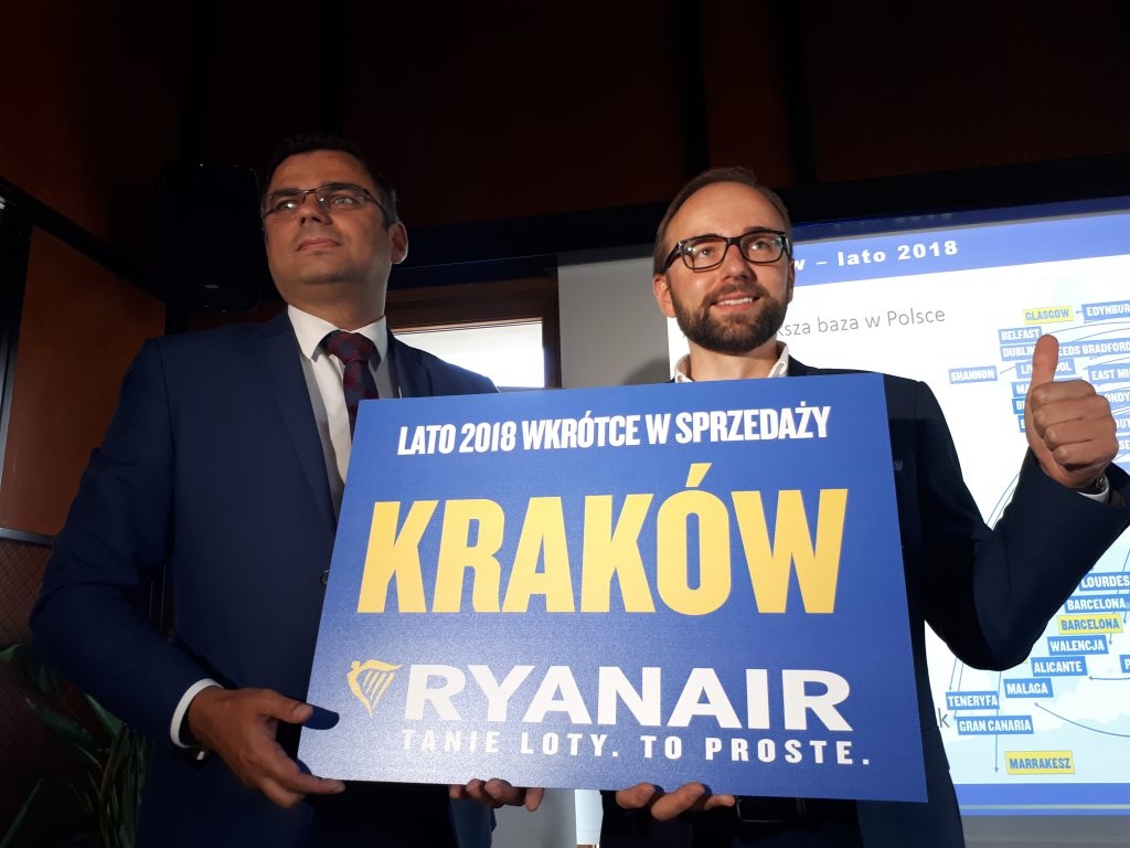 Kraków Airport największą bazą Ryanaira w Polsce 3.500.000 pasażerów rocznie (+500.000). -