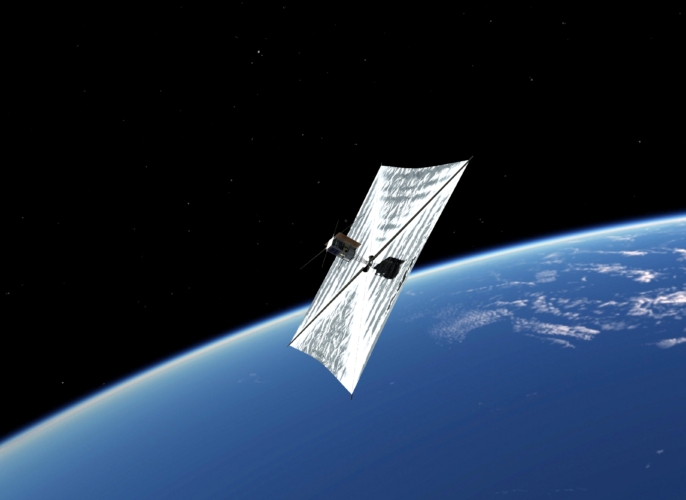 Wizualizacja staelity PW-Sat2 na orbicie / Autor: Marcin Świetlik -