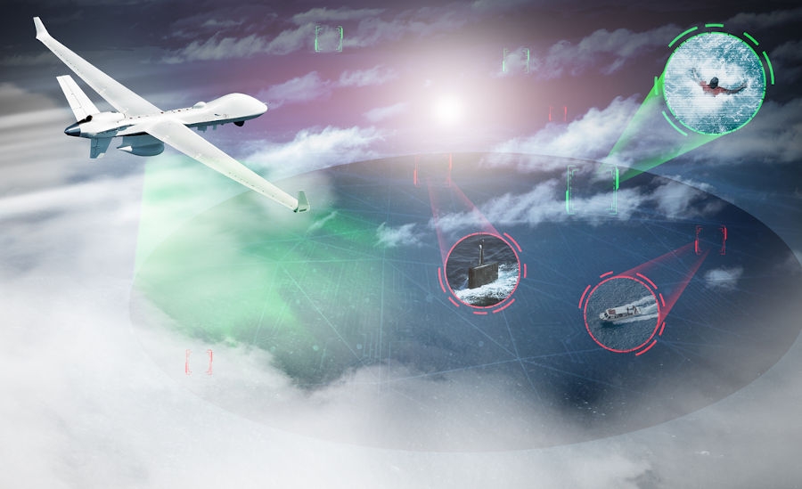 Nowy radar Seaspray 7500E V2 dla morskiego bezzałogowca MQ-9B SeaGuardian. - Grafika: Leonardo