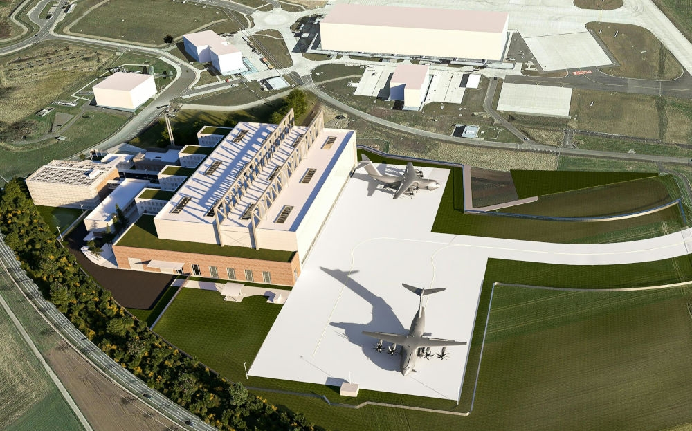 Wizualizacja centrum obsługi technicznej samolotów A400M - Grafika: Airbus