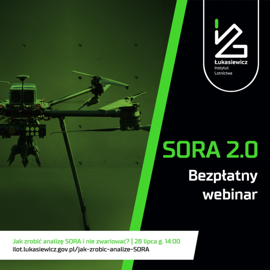 SORA - bezpłatny webinar - Grafika: Sieć Badawcza Łukasiewicz Instytut Lotnictwa