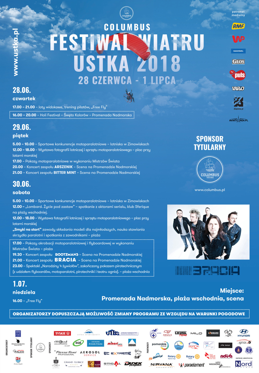 Afiszi  program festiwal wiatru w Ustce