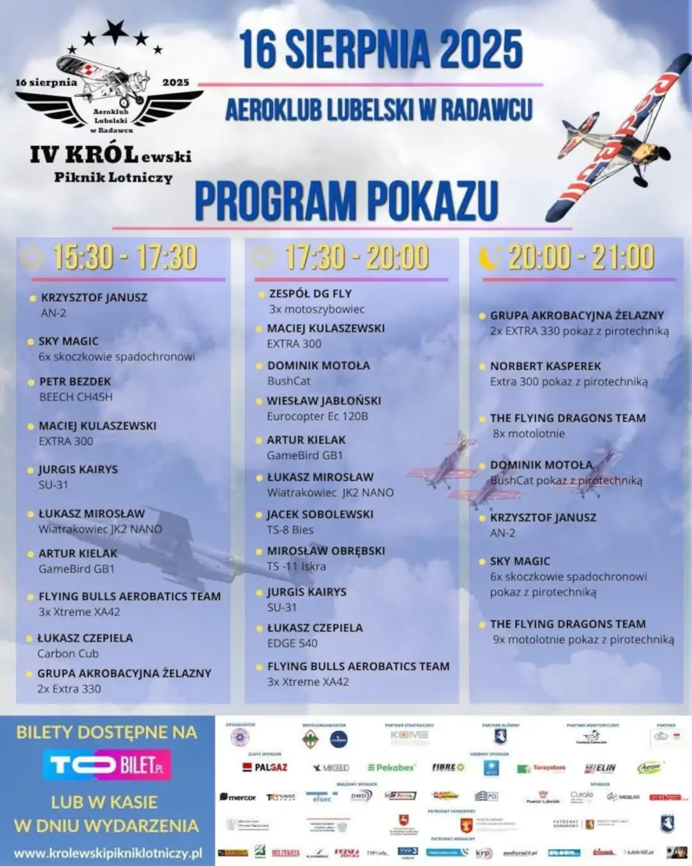 KRÓLewski Piknik Lotniczy 2025 w Radawcu - program pokazów KRÓLewski Piknik Lotniczy 2025 w Radawcu - program pokazów