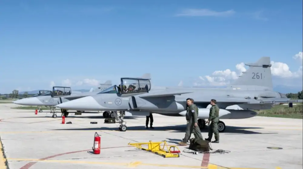 Szwedzkie JAS-39 Gripen w Andravida podczas ćwiczeń Ramstein Flag 2024