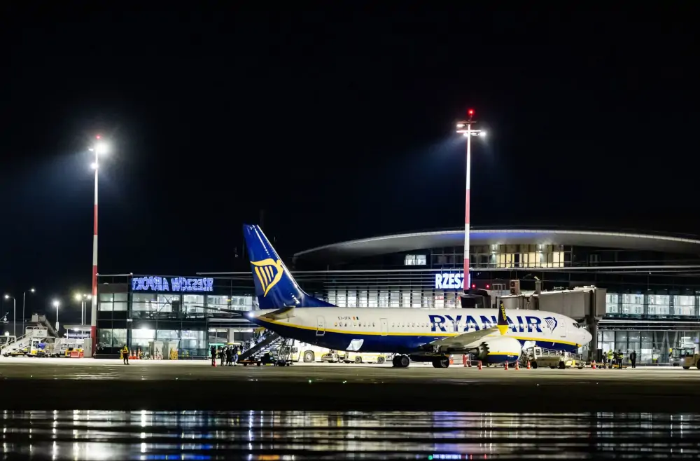 B737 Ryanair na lotnisku w Rzeszowie - Foto: PLRzJ / Tadeusz Poźniak