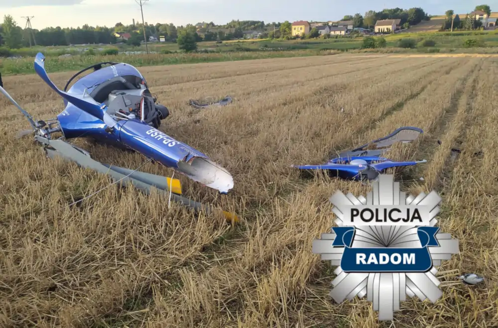Śmigłowiec spadł na pole w gminie Iłża. Dwie osoby trafiły do szpitala