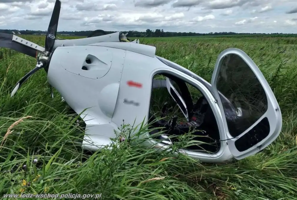 Wypadek wiatrakowca w Żerominie koło Tuszyna