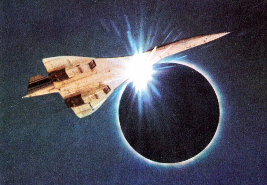 Concorde na tle zaćmienia Słońca / 1973 rok - Źródło zdjęcia: flight-time