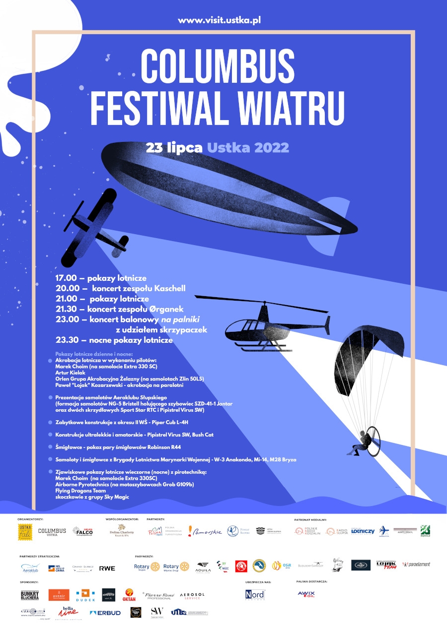 Columbus Festiwal Wiatru Ustka 2022 w tym roku odbędzie się 23 lipca! - Grafika: Organizatorzy