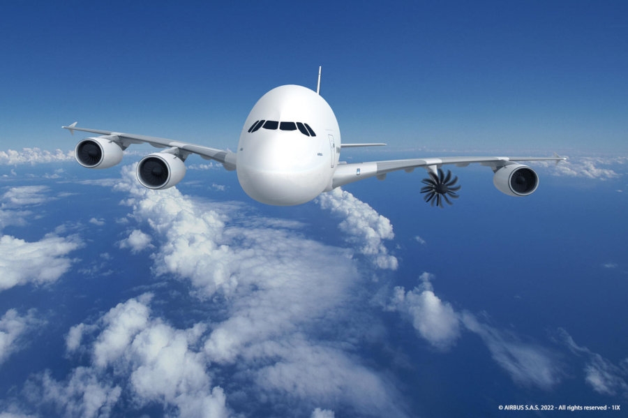 Tak może wyglądać test silnika podczepionego do Airbus-a A380. - Grafika: Airbus