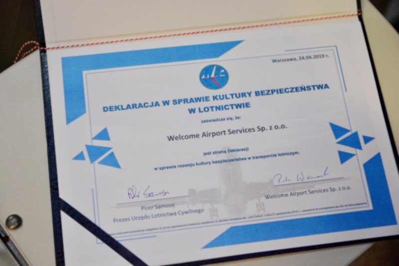 Deklaracja Welcome Airport Services w sprawie kultury bezpieczeństwa w lotnictwie